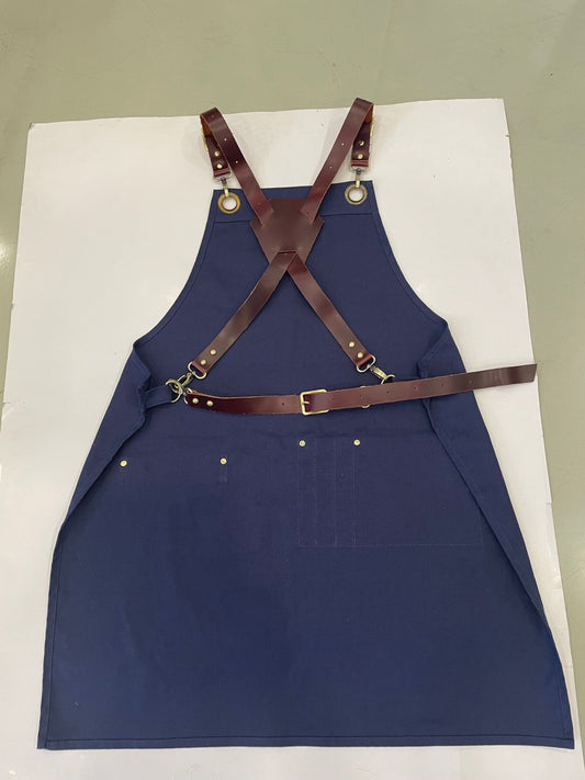 Men's Heavyweight Apron - Brown Leather X-back and Waist Straps Edition