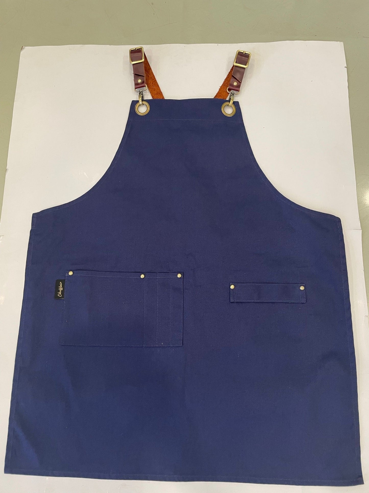Men's Heavyweight Apron - Brown Leather X-back and Waist Straps Edition